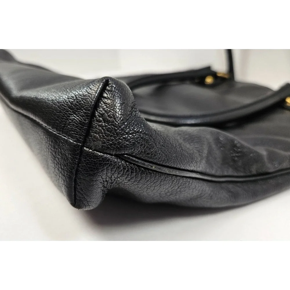 AUTHENTIC Gucci Black Pebbled Leather Flat Tote Bag Medium‎ Vertical Shopper